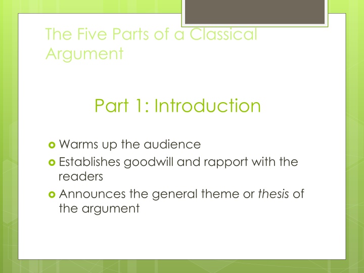 the five parts of a classical argument