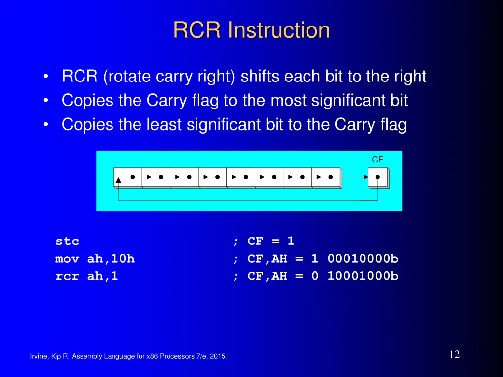 rcr instruction