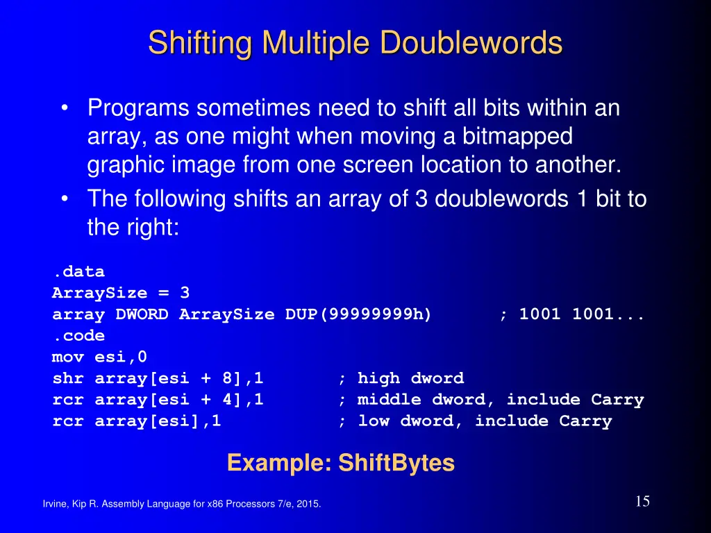 shifting multiple doublewords