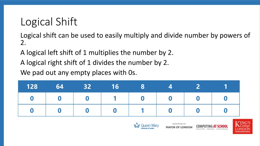 logical shift logical shift can be used to easily