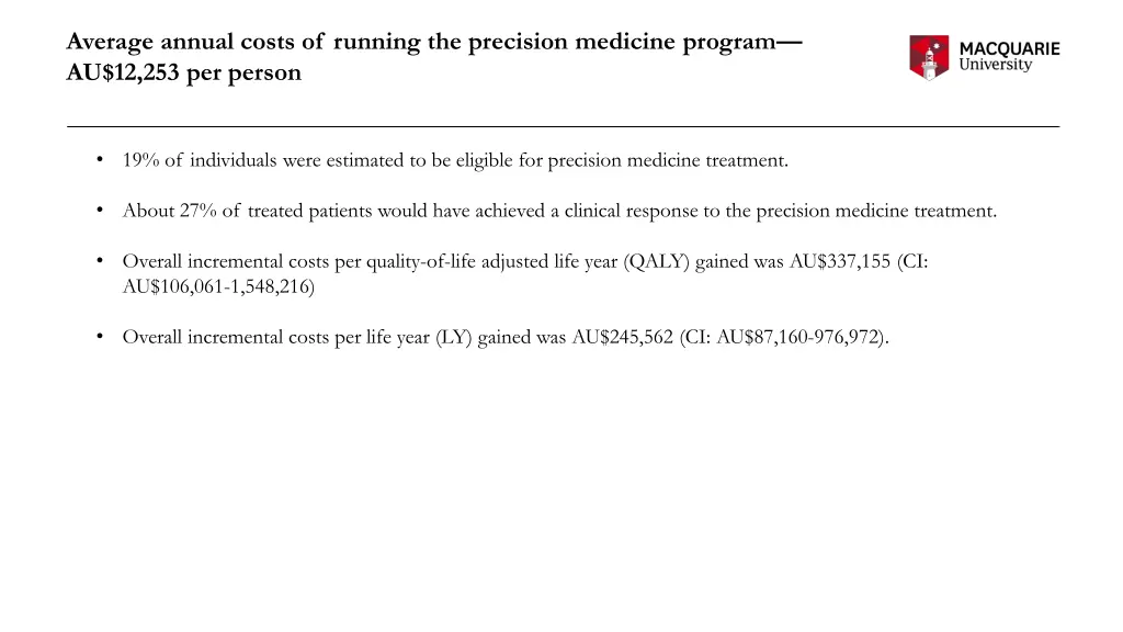 average annual costs of running the precision