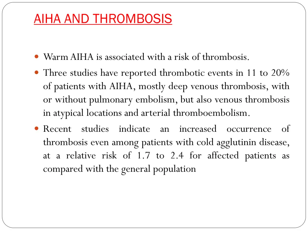 aiha and thrombosis