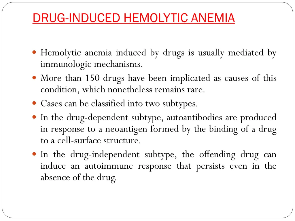 drug induced hemolytic anemia
