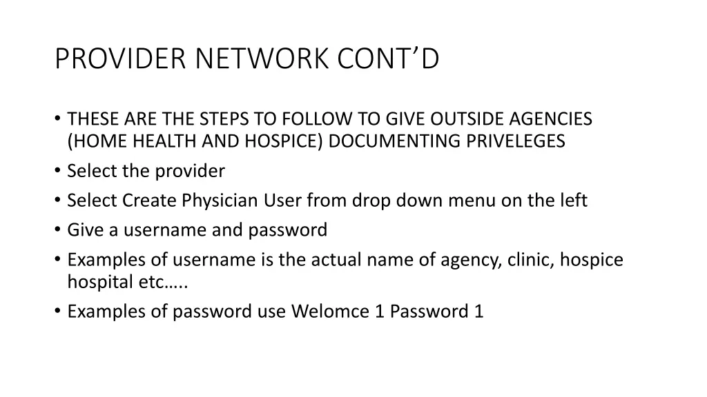 provider network cont d