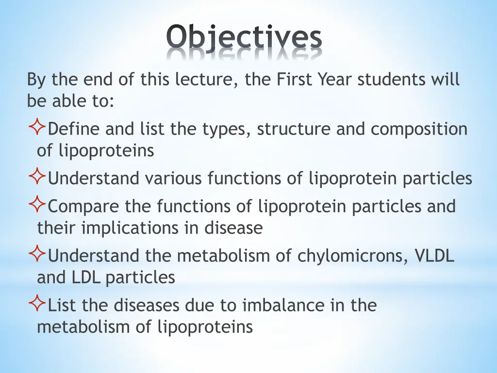 objectives