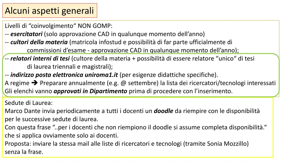 alcuni aspetti generali