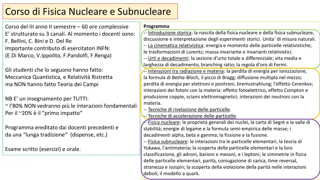 corso di fisica nucleare e subnucleare
