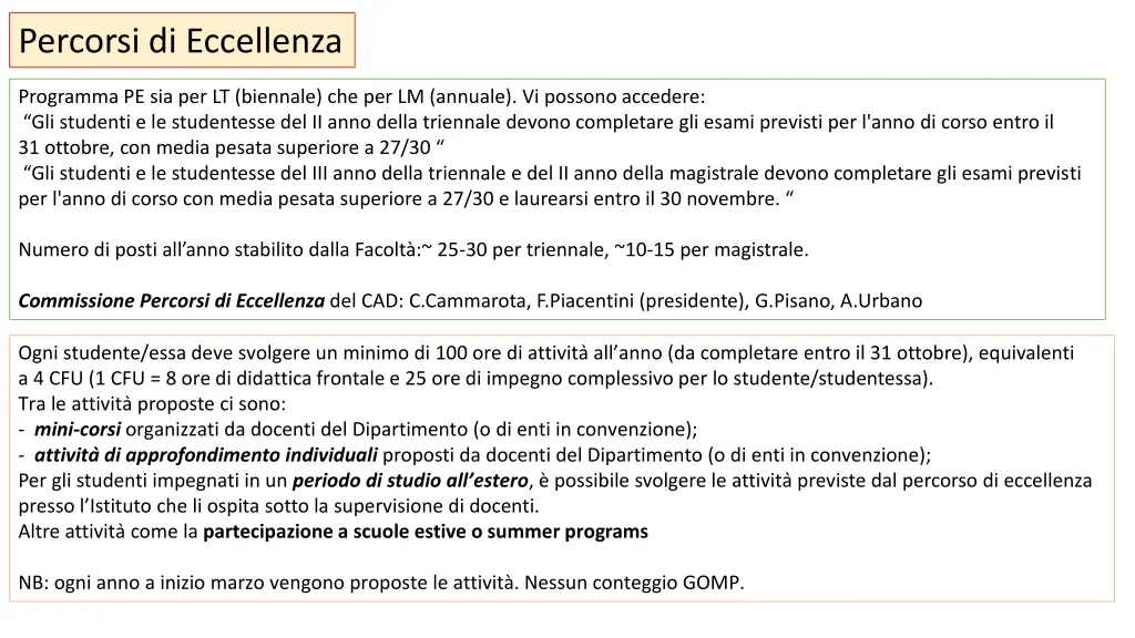 percorsi di eccellenza