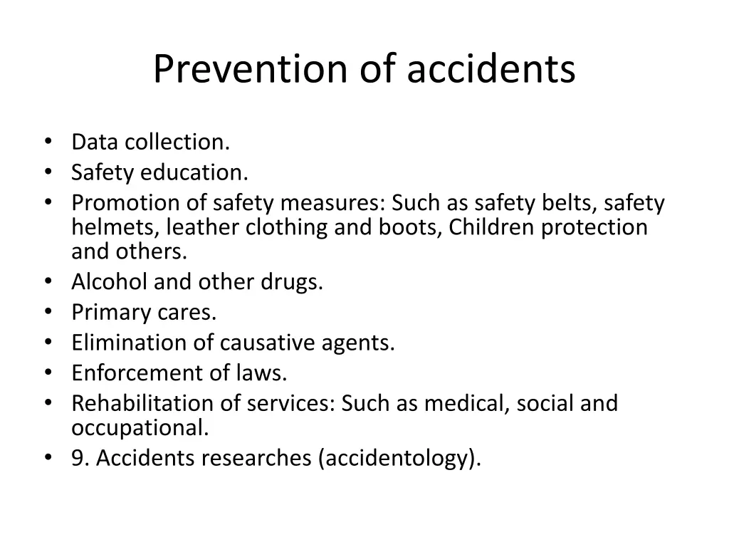 prevention of accidents