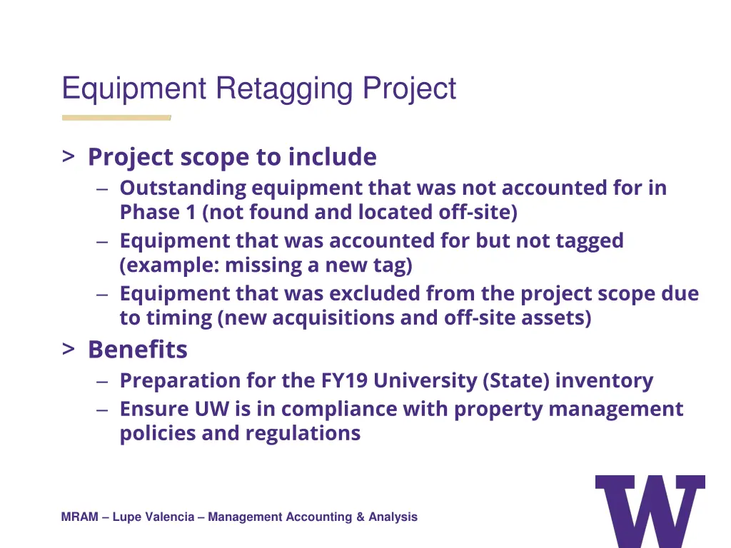 equipment retagging project 1