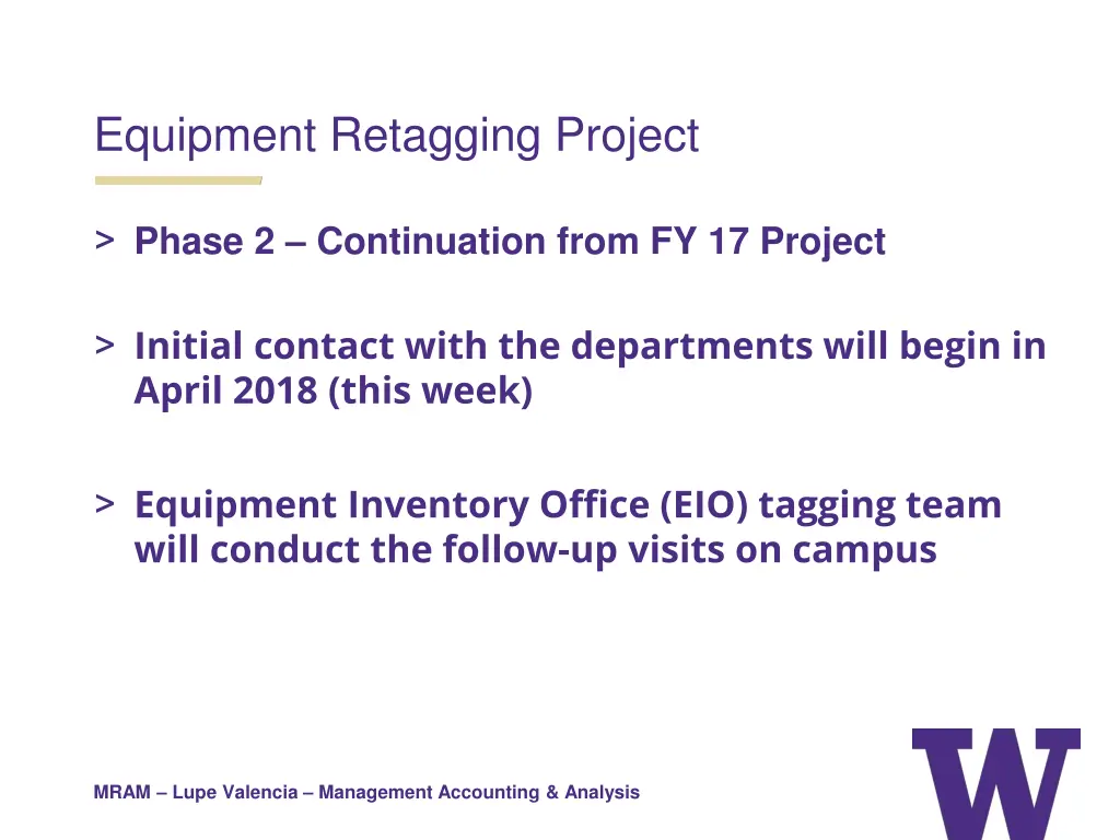 equipment retagging project