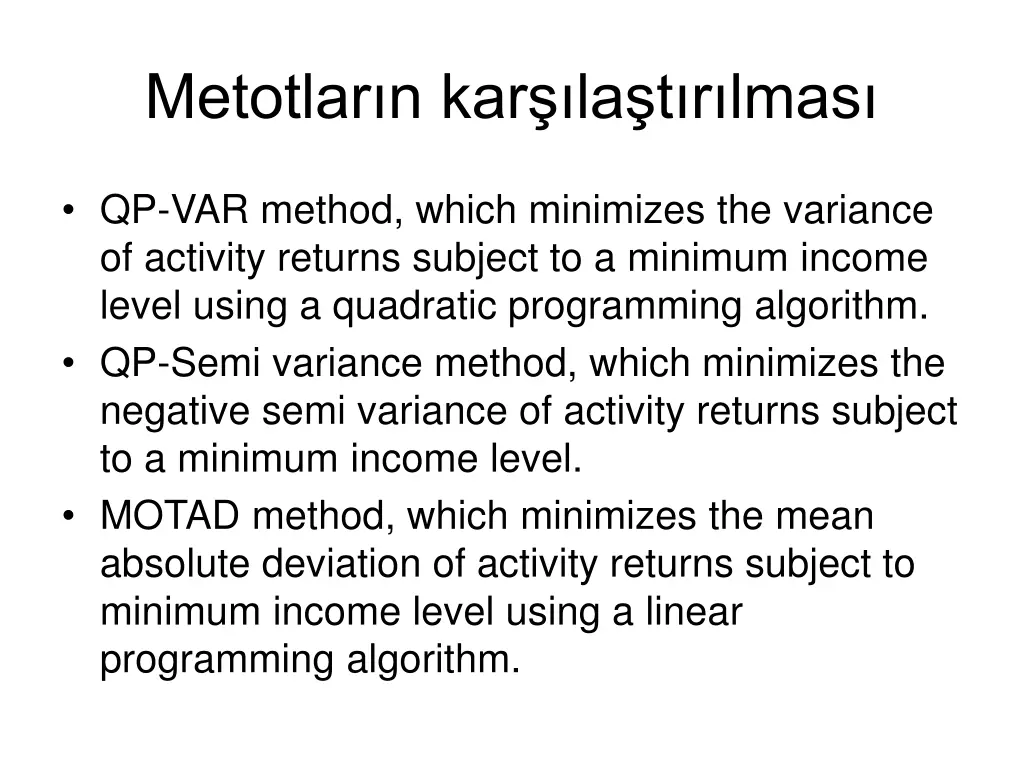 metotlar n kar la t r lmas 1