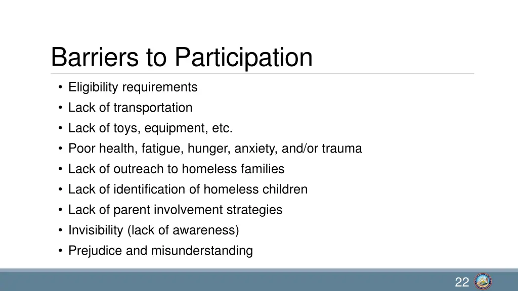 barriers to participation