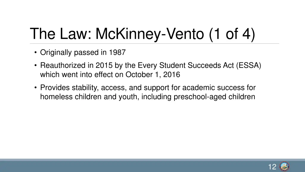 the law mckinney vento 1 of 4