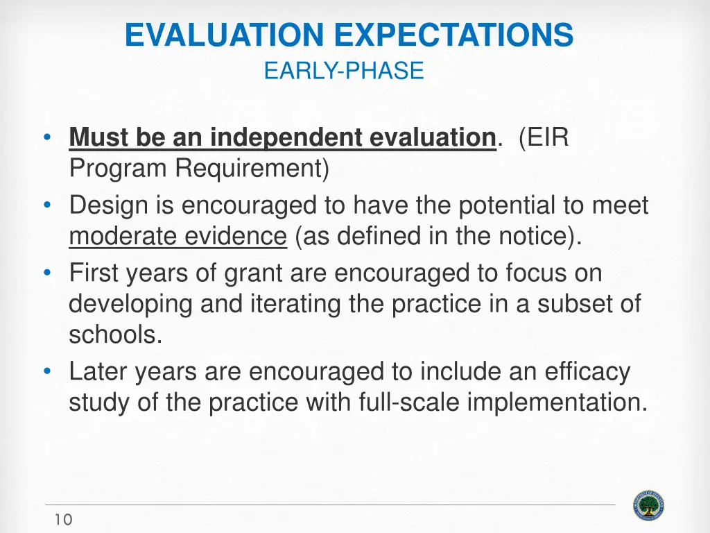 evaluation expectations