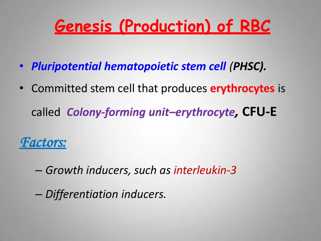 genesis production of rbc