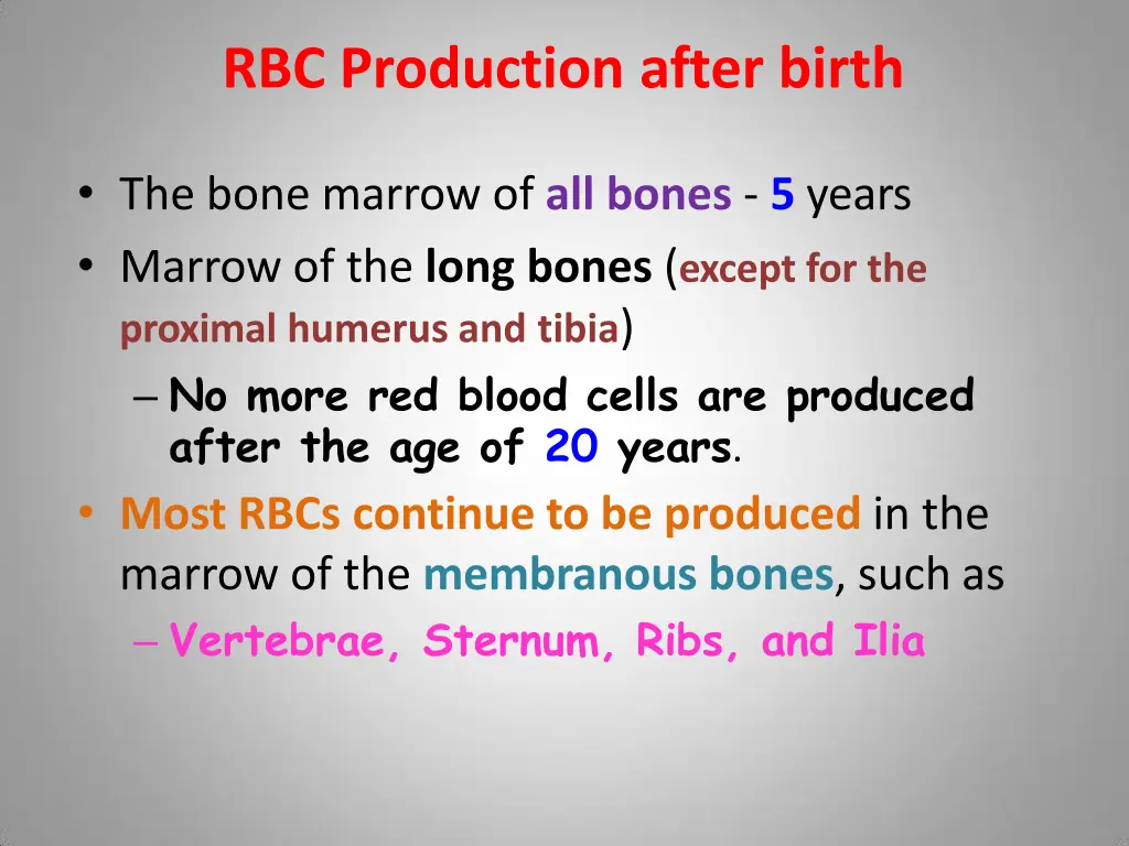 rbc production after birth