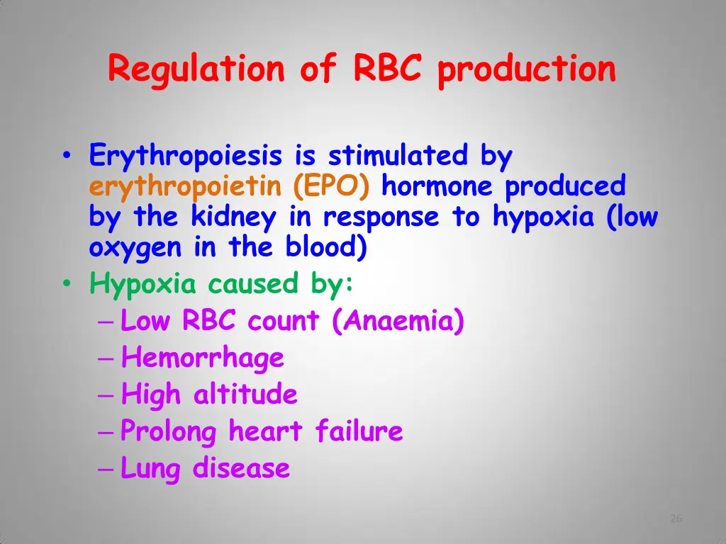 regulation of rbc production