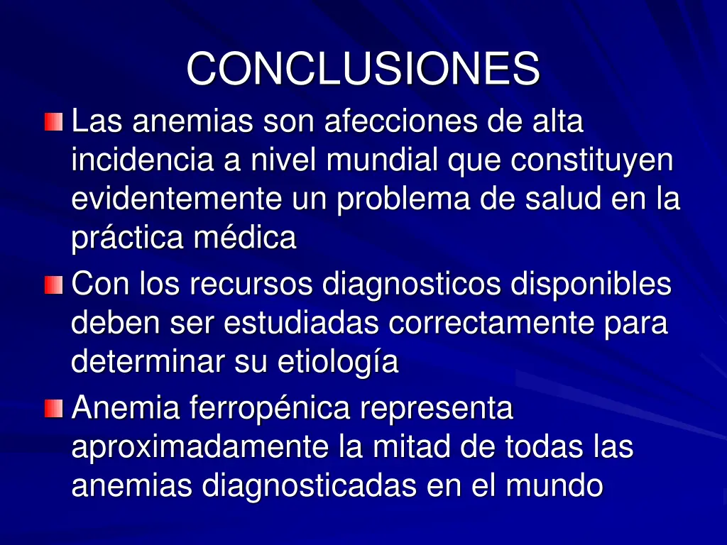 conclusiones las anemias son afecciones de alta