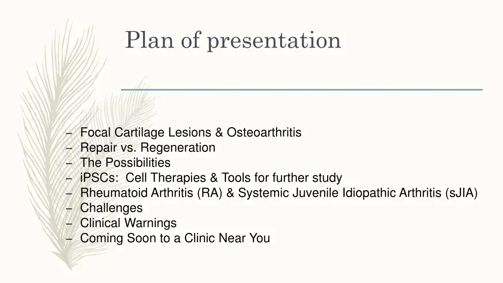 plan of presentation