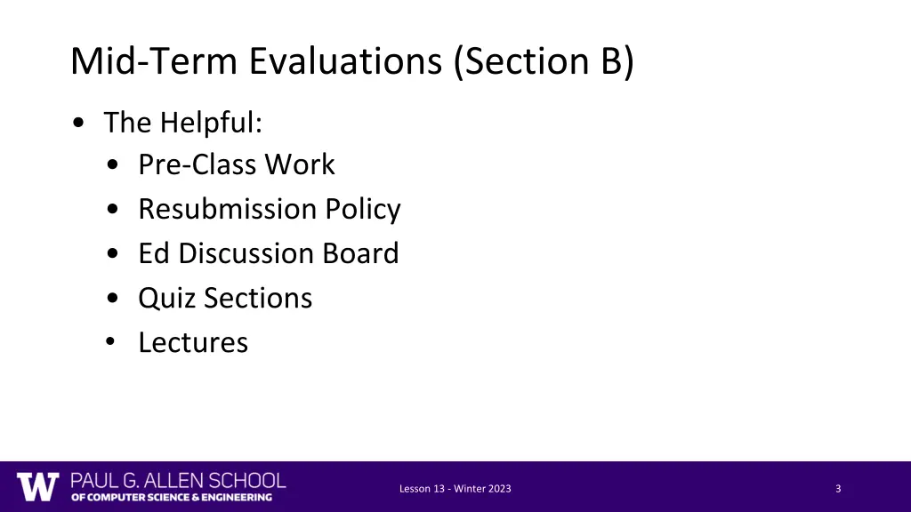 mid term evaluations section b