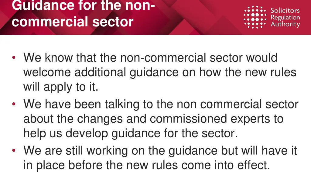 guidance for the non commercial sector