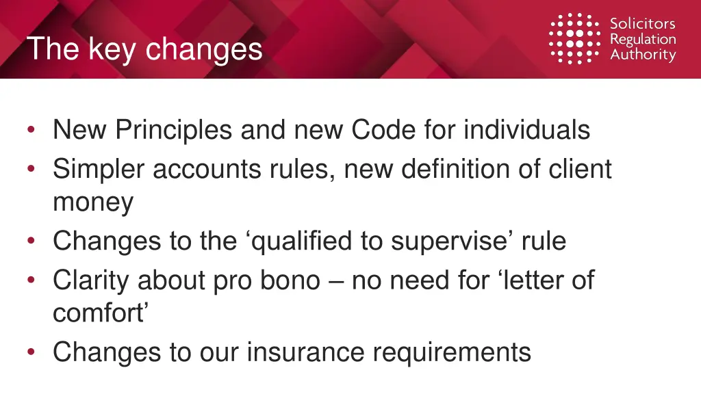 the key changes