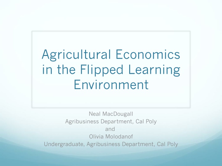 agricultural economics in the flipped learning