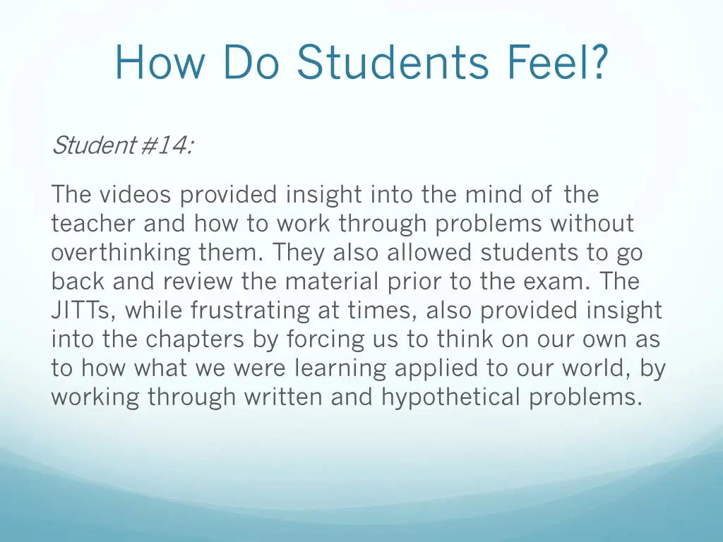 how do students feel 1