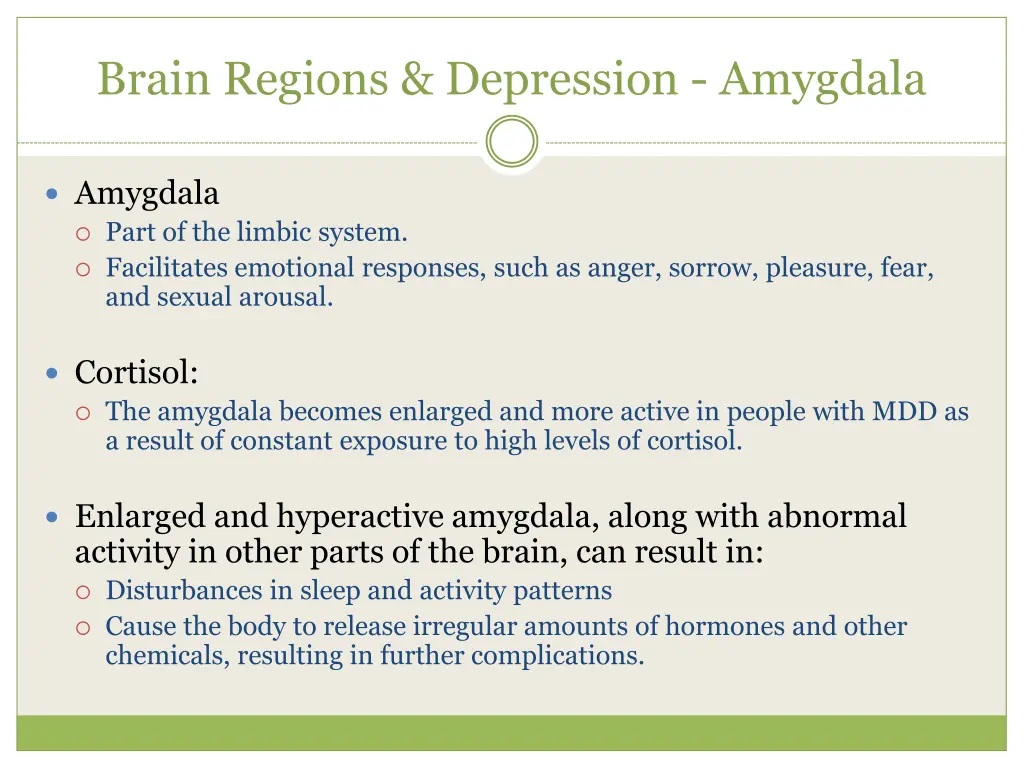 brain regions depression amygdala