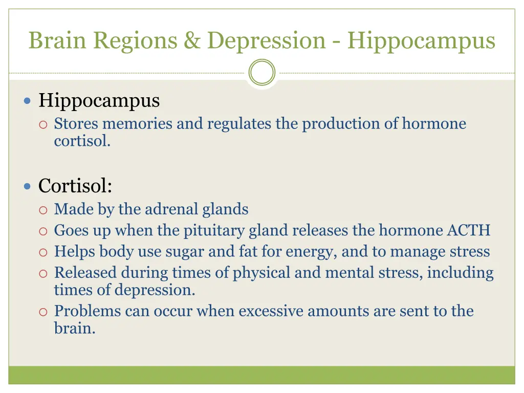 brain regions depression hippocampus