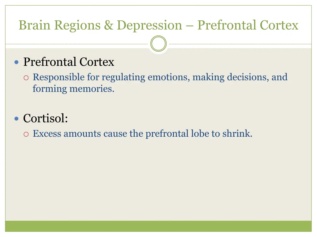 brain regions depression prefrontal cortex