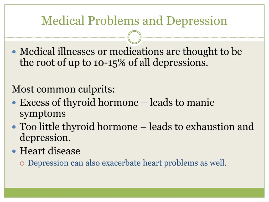 medical problems and depression