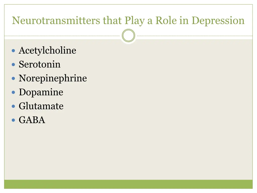 neurotransmitters that play a role in depression