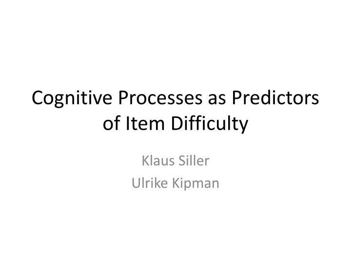 cognitive processes as predictors of item