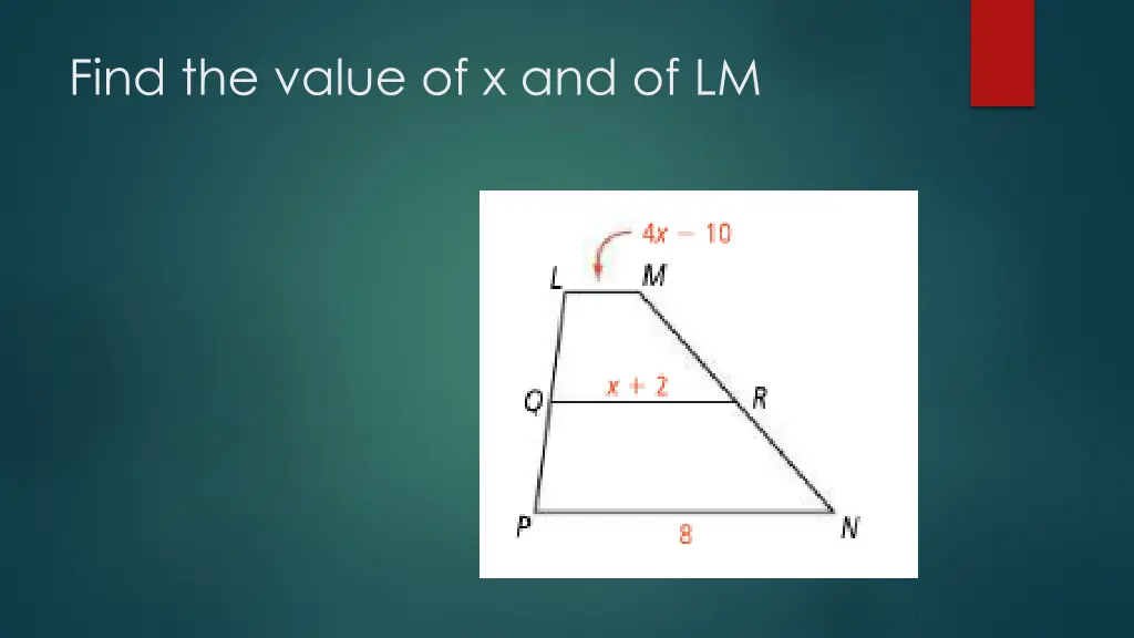 find the value of x and of lm