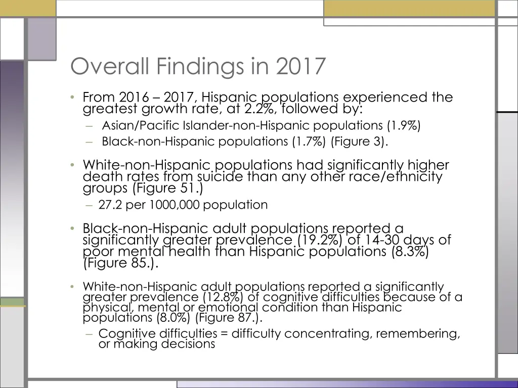 overall findings in 2017