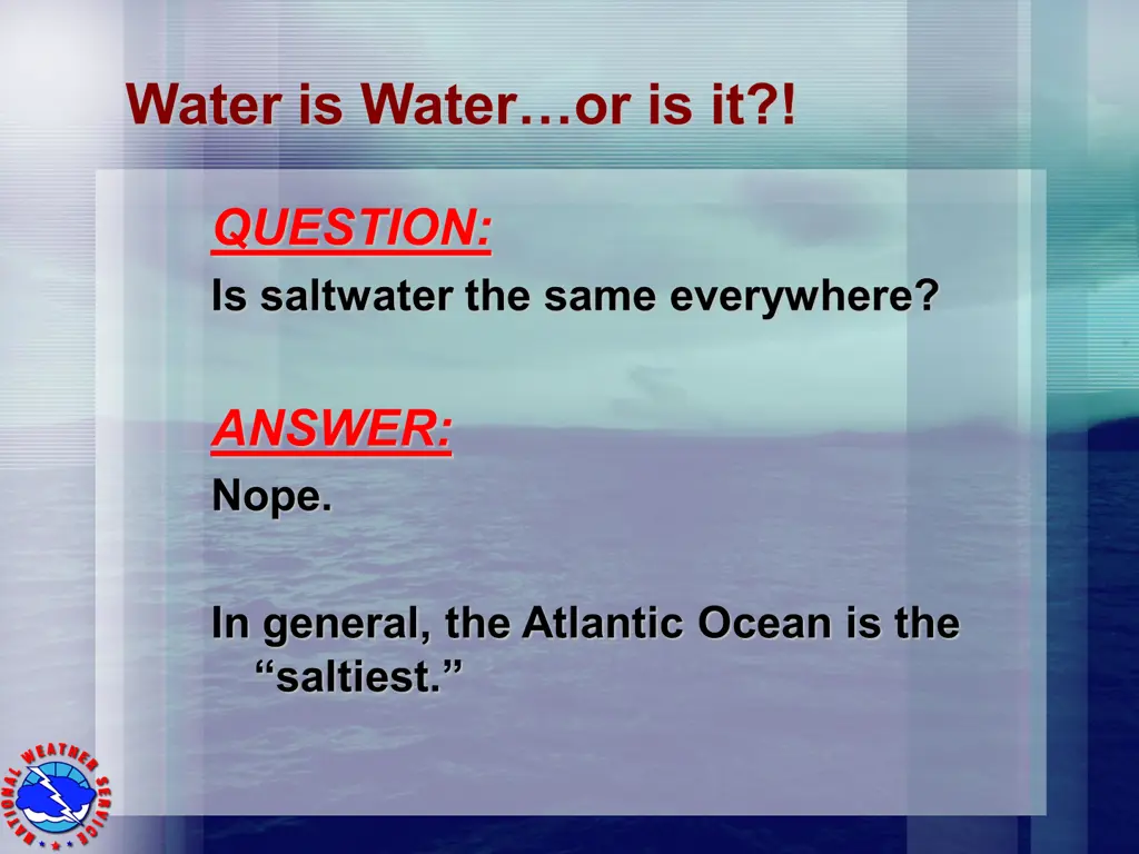 water is water or is it