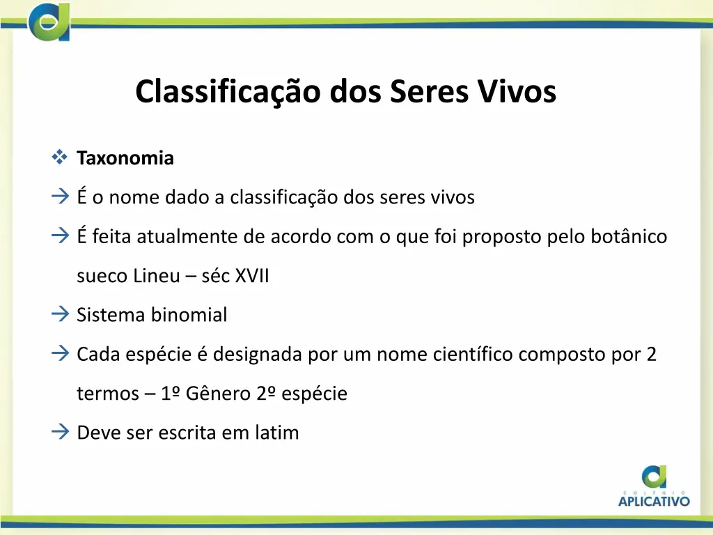 classifica o dos seres vivos 1