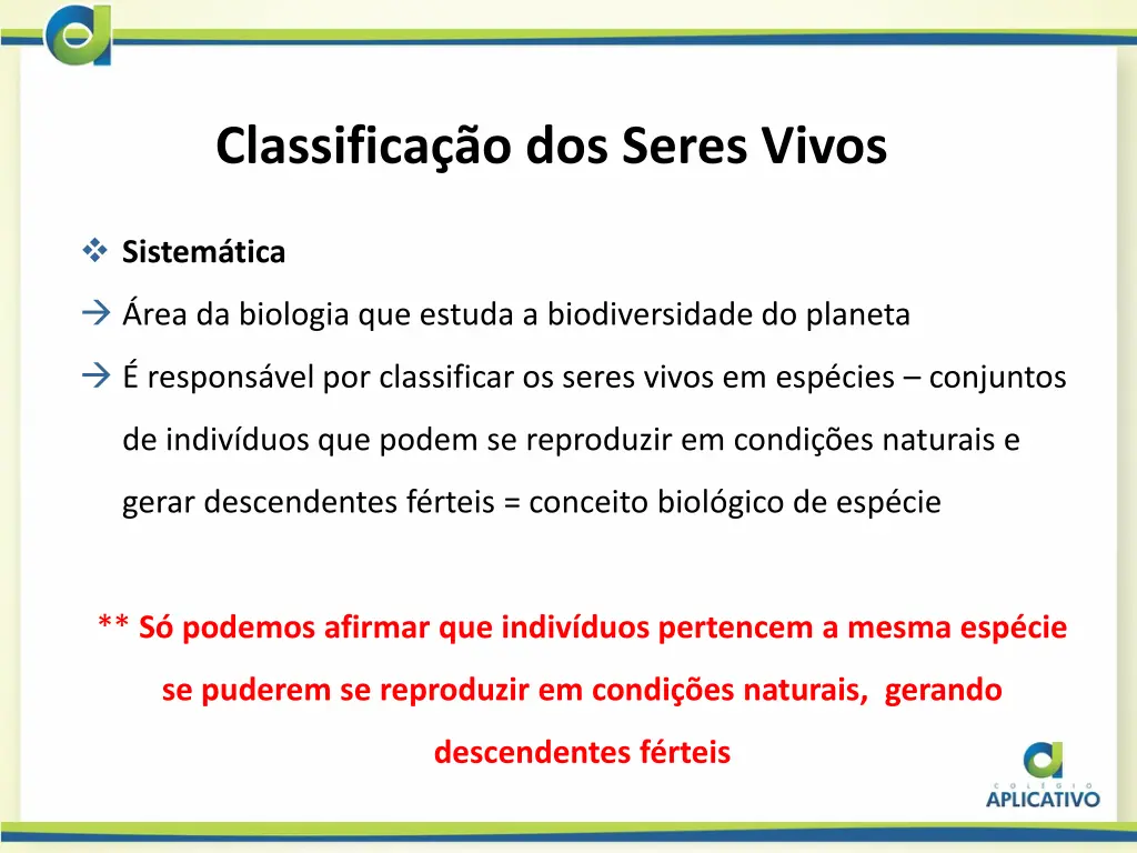 classifica o dos seres vivos