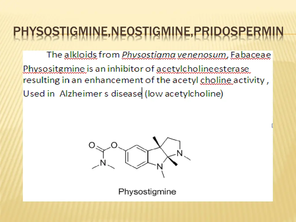 physostigmine neostigmine pridospermin
