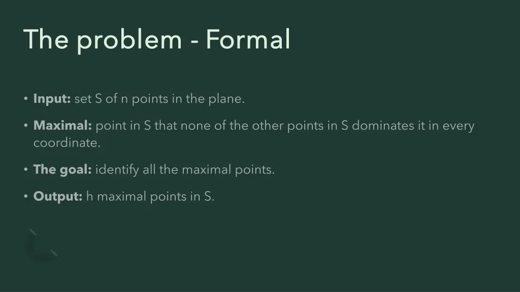 the problem the problem formal