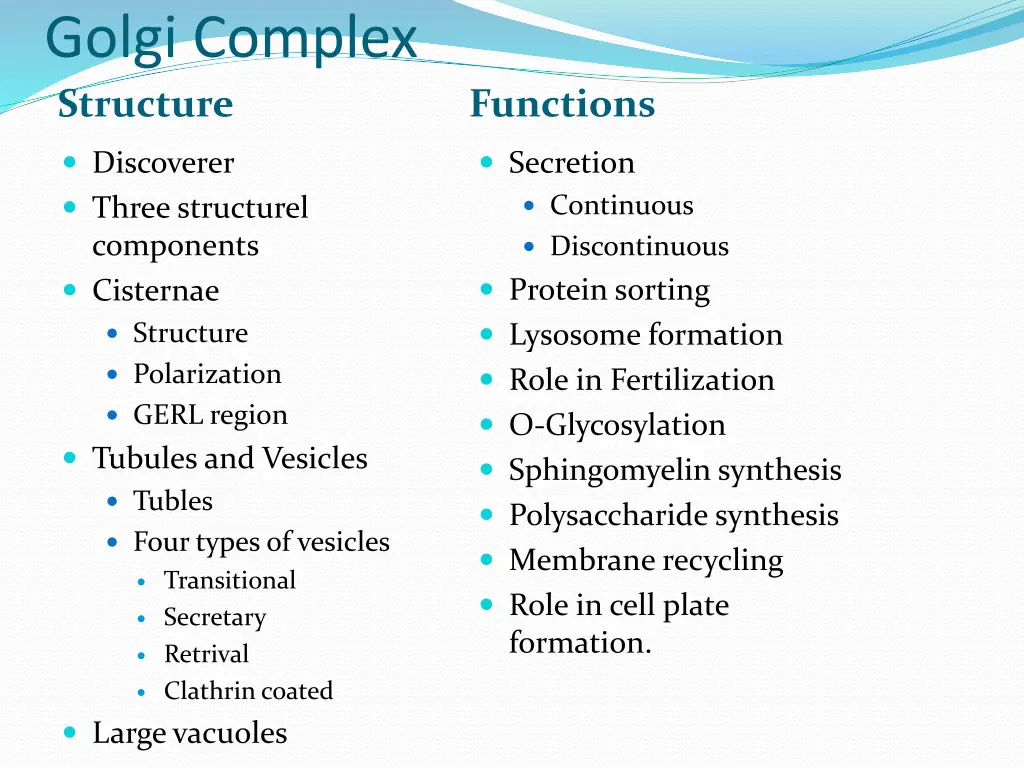 golgi complex structure