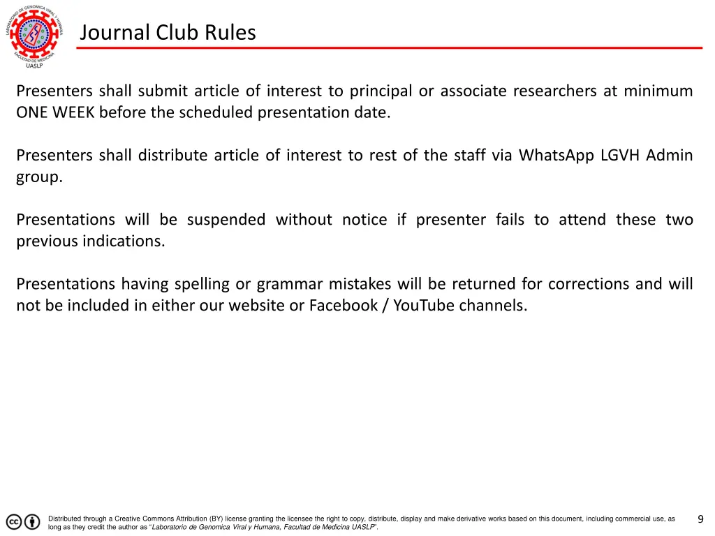 journal club rules