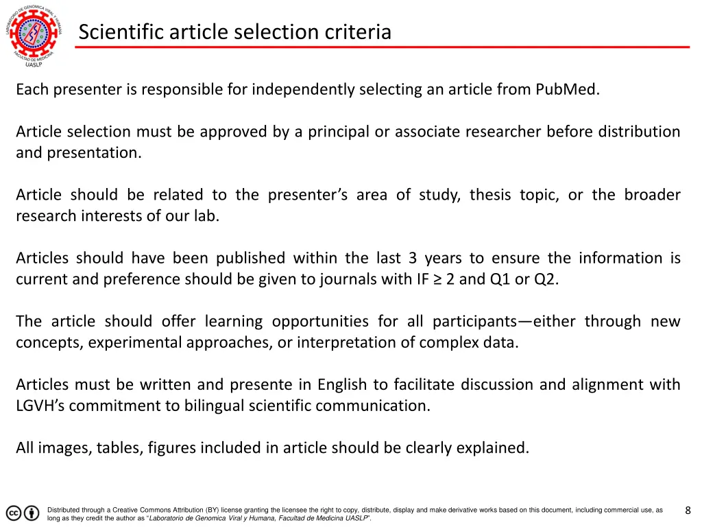 scientific article selection criteria
