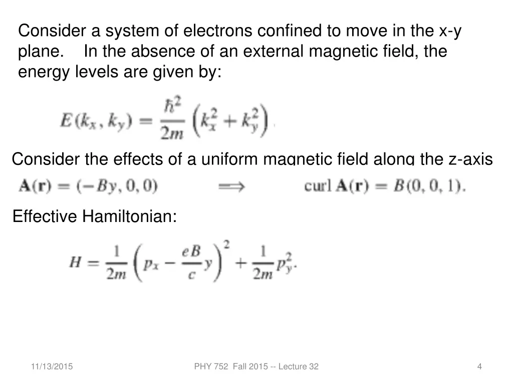 consider a system of electrons confined to move