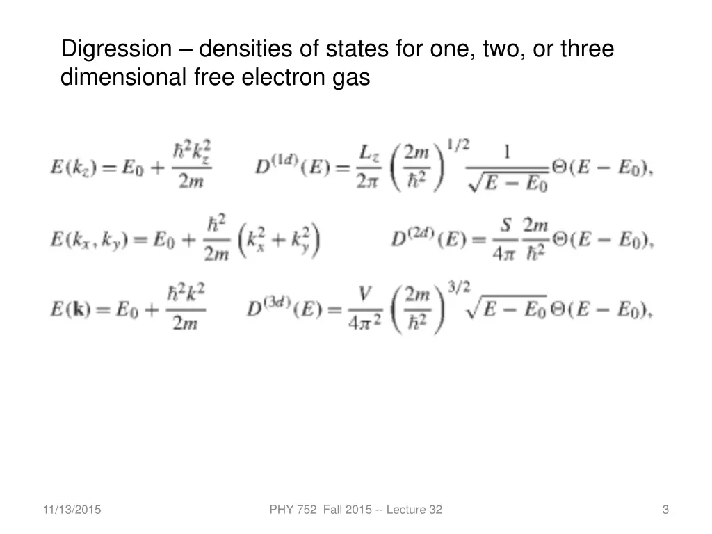 digression densities of states