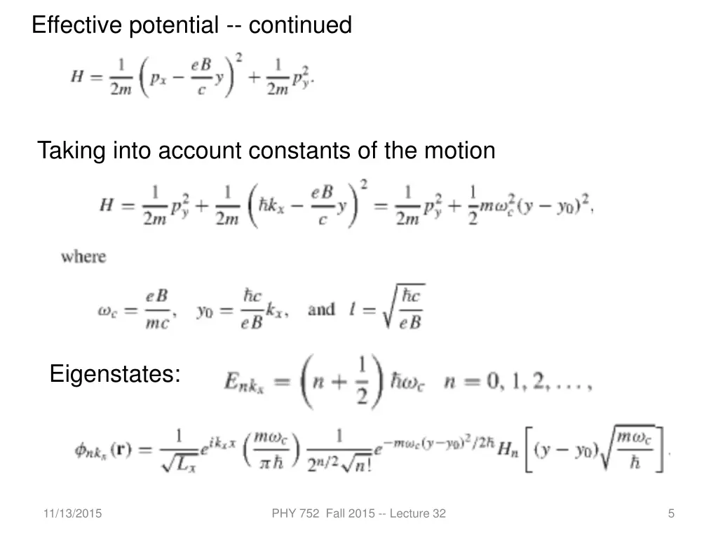 effective potential continued