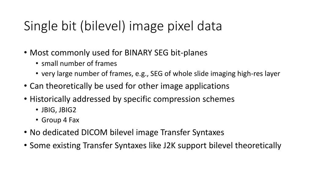 single bit bilevel image pixel data