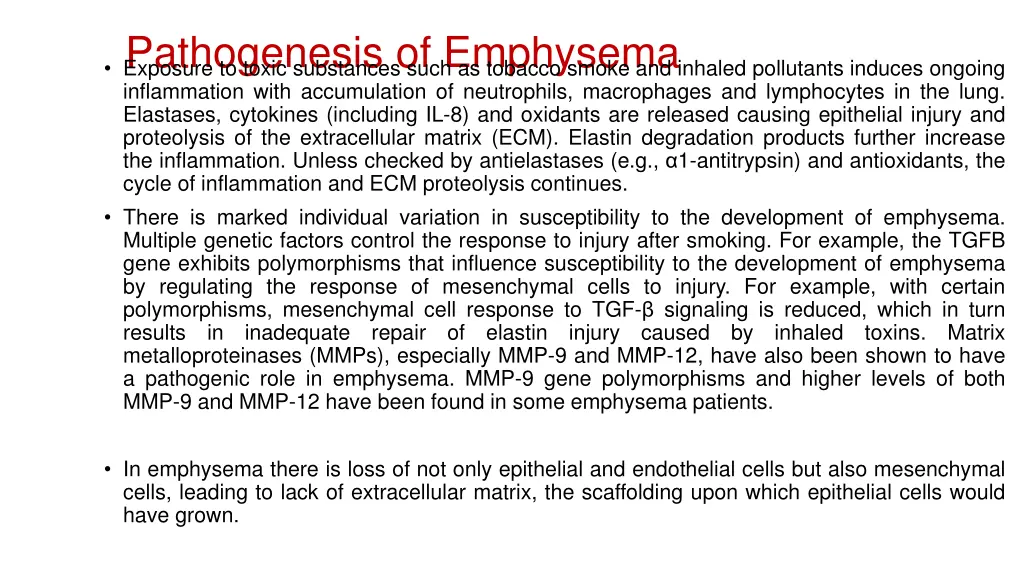 pathogenesis of emphysema exposure to toxic